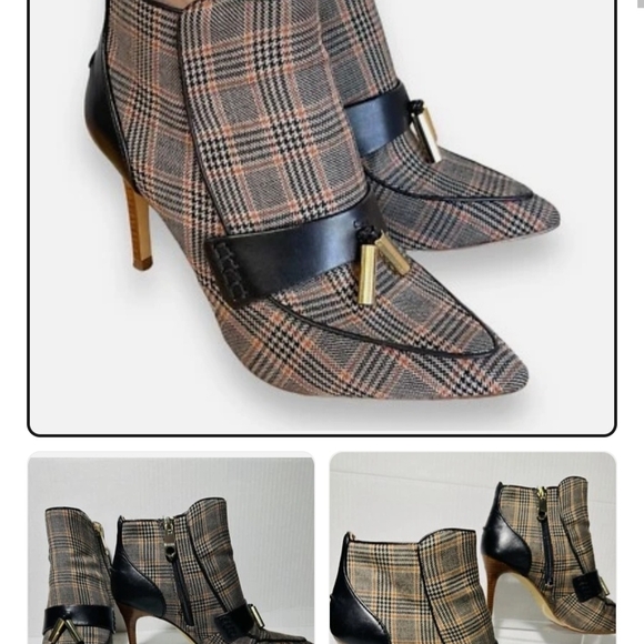 Louise et Cie Shoes - Louise et Cie Plaid Pointed-Toe Ankle Booties in Black and Brown